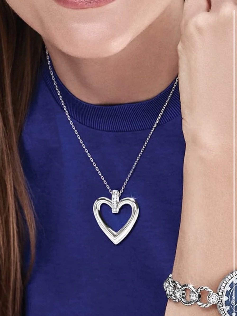 🆕💎BRIGHTON ‘SPECTRUM’ SWAROVSKI CRYSTAL SILVER Heart Necklace - DISCONTINUED